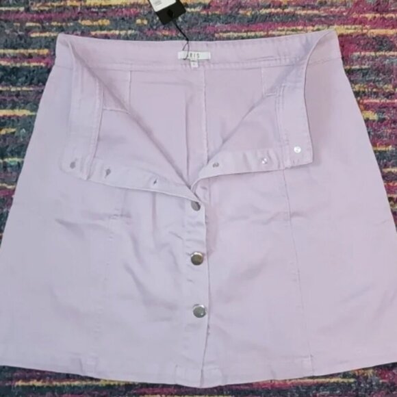 Iris brand Lavender Purple Button Up Mini Skirt 90's Vibe Size L NWT - Picture 3 of 5